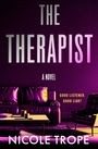 "The Therapist. A Novel. Good listener. Good liar? Nicole Trope." Eine lila Couch und ein Sessel im modernen Raum.
