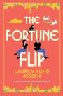 "The Fortune Flip" von Lauren Kung Jessen. Illustration: Mann und Frau sitzen auf dem Schriftzug. Katze oben, fliegende Vögel.