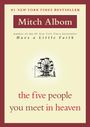 "Mitch Albom: the five people you meet in heaven." Illustration eines Riesenrads auf beige Hintergrund.