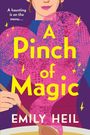 "A haunting is on the menu... A Pinch of Magic. Emily Heil." Illustration einer Person, die einen Holzlöffel hält.