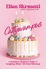 „Ellen Skremetti“, „Cattywampus“. Zwei-stöckige Torte mit bunten Verzierungen und Kerzen auf rosa Hintergrund.