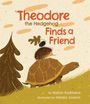 "Theodore the Hedgehog Finds a Friend" in großen Buchstaben. Igel auf Schildkrötenrücken neben einem Baum.