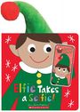 Text: "Elfie Takes a Selfie!" Illustration eines Elfes mit grünem Hut und einem Selfie auf dem Handy.