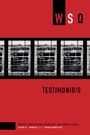 „WSQ“ und „TESTIMONIO/S“ in großen Buchstaben oben. Stilvolles Cover in Rot mit wiederholtem Schwarzweiß-Muster.