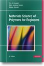 Titel: Materials Science of Polymers for Engineers. Buntes, abstraktes Kunstwerk auf dem Cover.