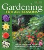 "Gardening for All Seasons" steht oben. Darunter ein Garten mit bunten Blumen und einem kleinen Haus im Hintergrund.