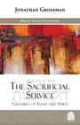 Text: "Jonathan Grossman, Maggid Tanakh Companions, The Sacrificial Service, Gestures of Flesh and Spirit." Farbige abstrakte Illustration.
