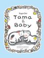 „Tama & Baby“, Kaya Doi. Eine Katze und ein Baby liegen nebeneinander. Buntes Spielzeug umrahmt die Szene.