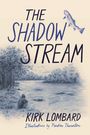 Oben der Text „THE SHADOW STREAM“. Zeichnung: Person sitzt am Flussufer, rechts fliegender Fisch.