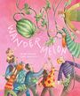 "Wander Melon" steht in großen Buchstaben. Menschen greifen lächelnd nach einer schwebenden Wassermelone, umgeben von Ranken.