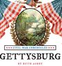 "CIVIL WAR CHRONICLES", "GETTYSBURG", von Ruth Ashby. Illustration: Bürgerkriegsszene, umrahmt von US-Flaggen.