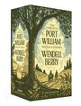 "The Complete Port William Novels & Stories" von Wendell Berry. Illustration: Baum, Personen spazieren auf einem Landweg.