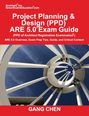 Text: "Project Planning & Design (PPD) ARE 5.0 Exam Guide", "GANG CHEN". Oben rot, unten Weiß mit Architekturstruktur auf Blau.
