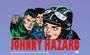 Text: "Frank Robbins' JOHNNY HAZARD VOLUME FOURTEEN The Newspaper Dailies 1965-1966". Comic-Stil, drei entschlossene Figuren.