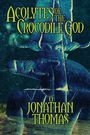„Acolytes of the Crocodile God“ von Jonathan Thomas. Eine Illustration mit einer Krokodil-Statue unter einem Sternenhimmel.