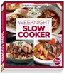 "Weeknight Slow Cooker, 2nd Edition, 225 Recipes for Quick & Easy Cooking." Essensfotos mit Sandwiches und Eintöpfen.