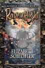"RavenHight" und "Elizabeth Schechter." Ein stilisierter Rabe breitet seine Flügel aus, umgeben von Blüten.