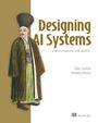 „Designing AI Systems: A guide to production-ready platforms." Illustration eines Mannes in traditioneller Kleidung.