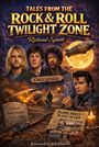 "Tales from the Rock & Roll Twilight Zone", "Crossroads", "Paul McCartney 1942-1966", "Buddy Holly Plane Crash!". Illustration mit vier Musikern, einem Zeppelin, einer Gitarre und Blitzen.