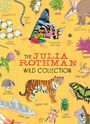 "The Julia Rothman Wild Collection" in der Mitte, umgeben von Illustrationen verschiedener Tiere und Pflanzen auf gelbem Hintergrund.