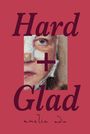 Text: "Hard + Glad" und "amelia ada". Hintergrund: gepunktetes Gesicht, rotbrauner Hintergrund.