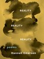 Text: "REALITY," "poems," "Hannah Emerson." Braune, wolkenartige Aquarellformen auf einem helleren Hintergrund.