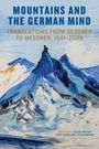 Buchcover mit dem Titel "Mountains and the German Mind". Darstellung eines abstrakten Berggemäldes in Blautönen.