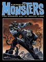 „FIENDISH MONSTERS: THE HORROR ART OF BRUCE TIMM“ in kräftigen Buchstaben. Illustration eines Werwolfs gegen ein Monster.