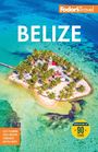 Text: „BELIZE“, „Fodor’s Travel“, „Easy planning...“, „Experts in travel for 90 years“. Tropische Insel mit Palmen.