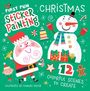„First Fun Sticker Painting Christmas,“ zeigt einen fröhlichen Weihnachtsmann, Schneemann und Geschenke.