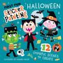 "First Fun Sticker Painting Halloween. 120 colorful scenes to create." Illustration mit Hexe, Vampir und Monster.