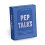 Deckel einer blauen Box mit der Aufschrift: "Little Box of Pep Talks" und erklärendem Text darunter.