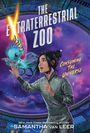 Text: "The Extraterrestrial Zoo", "Consuming the Universe", "Samantha van Leer". 
Illustration: Frau berührt lächelndes Alien vor Weltraumkulisse.