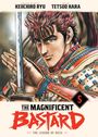 Text: "Original Story by Keiichiro Ryu", "Art by Tetsuo Hara", "The Magnificent Bastard: The Legend of Keiji". Illustration eines Kriegers mit Schwert.