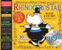 "Rhinoceros Tap" Buch- und CD-Set, 30. Jubiläum, 15 fabelhafte Songs, Sandra Boynton. Zeichnung: Rhino mit Zylinder und Stock.