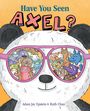 „Have You Seen Axel?“ steht oben. Illustration: Ein Panda mit bunter Sonnenbrille, die verschiedene Cartoon-Tiere zeigt.