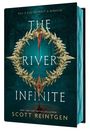 „KILL A FAE. EXTRACT A MIRACLE.“ steht oben. „THE INFINITE RIVER“ mittig. „SCOTT REINTGEN“ unten. Spinnenkranz im Wald.