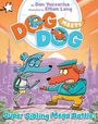 „Dog Meets Dog“ steht groß im Zentrum. Zwei bunte, gezeichnete Hunde stehen sich kampfbereit gegenüber. Text: „Super Sibling Mega Battle!“.