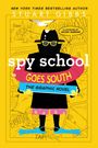 "Spy School Goes South: The Graphic Novel" in gelber Comicstil-Illustration. Ein Agent mit Sonnenbrille hält ein Schwimmtier.