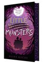 Text: "The March sisters have a secret. Little Monsters." Silhouette von vier Mädchen, umrahmt von Zweigen vor violettem Himmel.