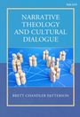Titel: "Narrative Theology and Cultural Dialogue" von Brett Patterson. Holzfiguren auf blauem Hintergrund, verbunden durch Linien.