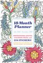 "18-Month Planner, July 2026–December 2027, mit Zitaten, Ausmalbildern und 224 Stickern. Enthält Monatskalenderkarten."  
Farbenfrohes Blumenmuster.