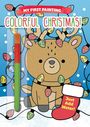 „My First Painting“ oben, „Colorful Christmas!“ in der Mitte. Ein Rentier umgeben von bunten Lichtern; Pinsel links.