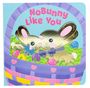 "NoBunny Like You" in pinkem Text, zwei goldene Hasen in einem bunten Korb mit Ostereiern und Schleifen.
