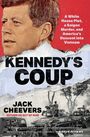 Kennedy's Coup. Ein Nahaufnahme von John F. Kennedy. Unten Panzer und Soldaten in schwarz-weiß.