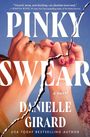 "Pinky Swear" von Danielle Girard. Hände mit rotem Nagellack halten sich an kleinen Fingern vor einem blauen Hintergrund.