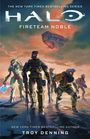 Text: "Halo: Fireteam Noble" von Troy Denning. Illustration von futuristischen Soldaten in Rüstungen, dynamische Szene.