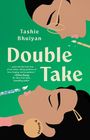 „Double Take“ von Tashie Bhuiyan. Illustration: Zwei Gesichter, ein Stift, grüner Hintergrund.