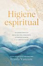 „Higiene espiritual“ in großen Buchstaben, darunter wellenförmige blaue Illustrationen mit goldenen Linien.