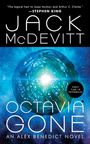 Text: "The logical heir to Isaac Asimov and Arthur C. Clarke." - Stephen King. Jack McDevitt, Octavia Gone, An Alex Benedict Novel. Hintergrund: Leuchtendes, kugelförmiges Muster im Weltraum.